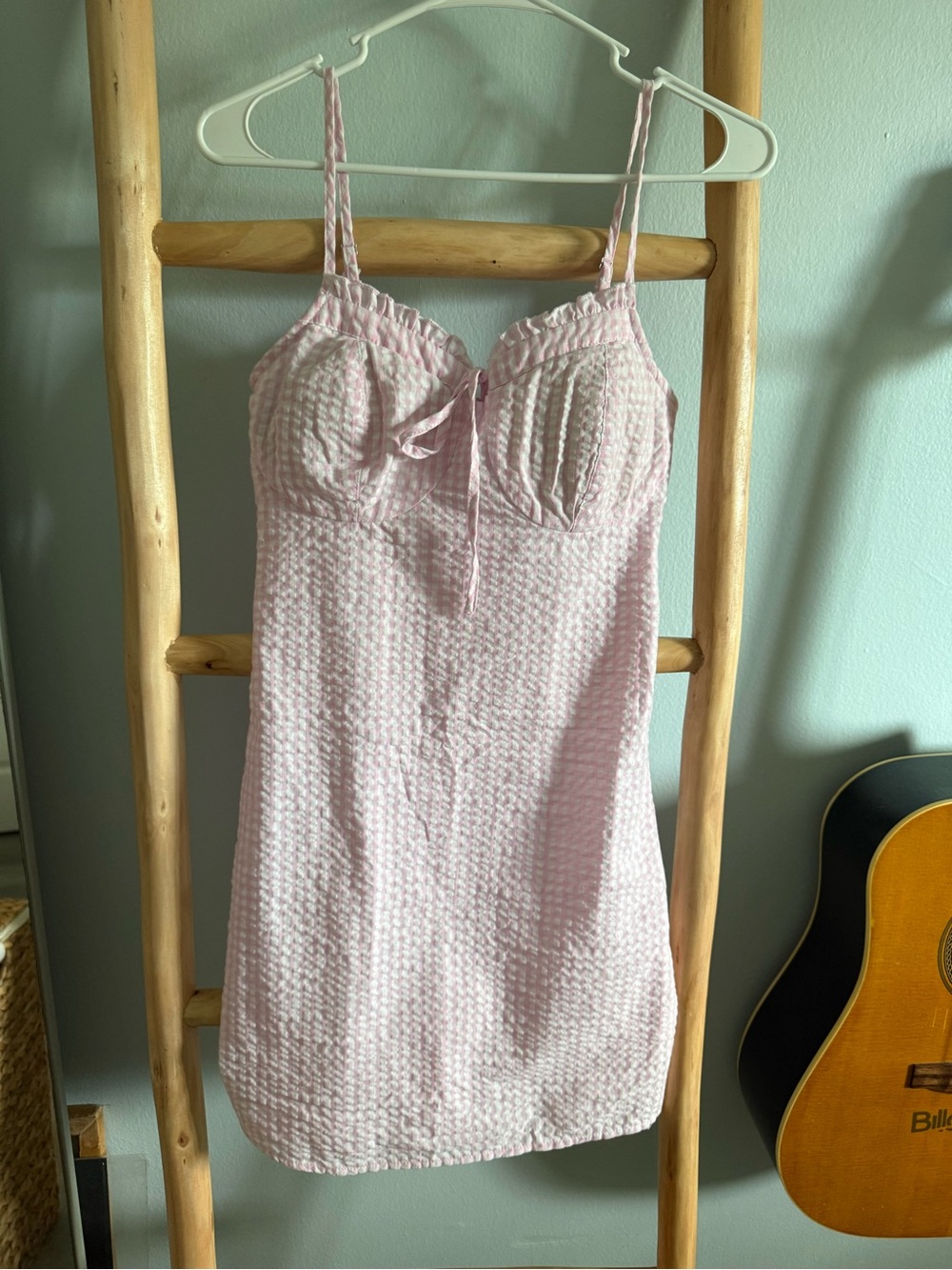 No Boundaries Pale Pink Seersucker Slip Dress